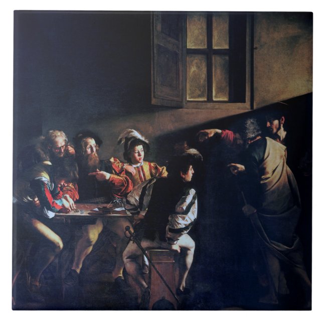 Anrop av Saint Matthew, Caravaggio Kakelplatta (Framsidan)