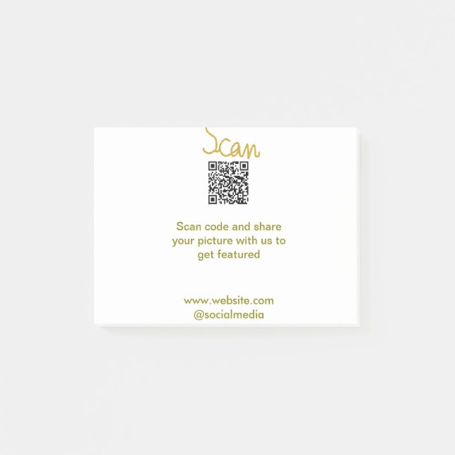 Anrop om enkel elegant för Golden Scan QR glitter Post-it Block (Framsida)