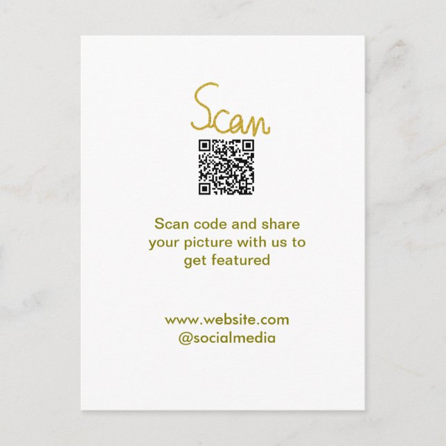 Anrop om enkel elegant för Golden Scan QR glitter Vykort (Framsida)