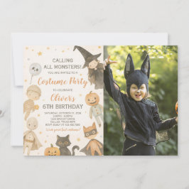 Anropa alla monster Halloween Birthday Photo Inbjudningar