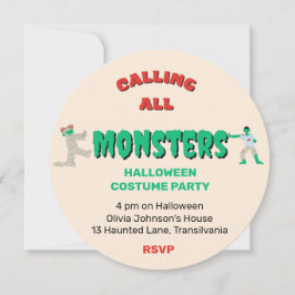 Anropa alla monster Halloween fest Inbjudningar