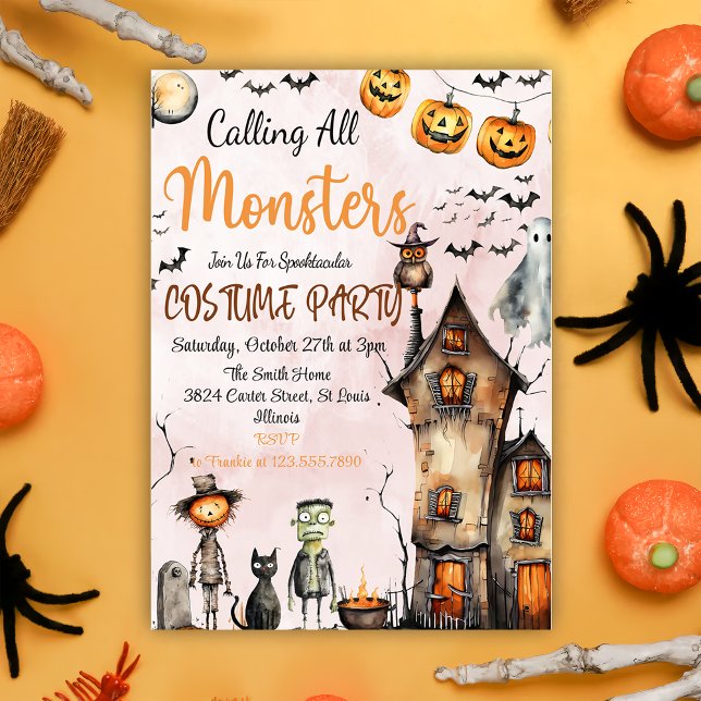 Anropa alla monsters Halloween Costume-inbjudan Inbjudningar (Skapare uppladdad)