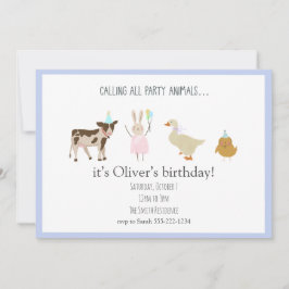 Anropa alla Party Animals Boy Birthday-inbjudninga Inbjudningar