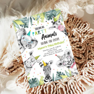 Anropa alla Party Animals Boy Safari Birthday Inv Inbjudningar