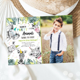 Anropa alla Party Animals Boy Safari Birthday Inv Inbjudningar