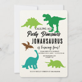 Anropa alla Party-dinosaurier-Barn-Födelsedagsfest Inbjudningar
