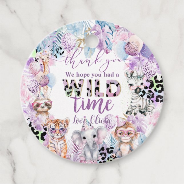 Anropa alla Party djur Jungle Safari Birthday Gåvor Etiketter (Framsida)