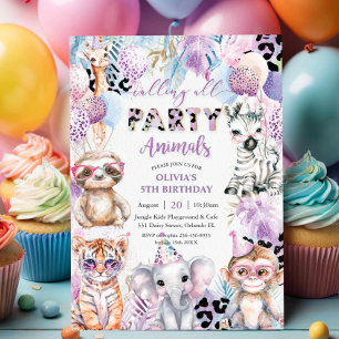 Anropa alla Party djur Jungle Safari Birthday Inbjudningar