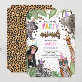 Anropa alla Party djur Safari Birthday Inbjudningar