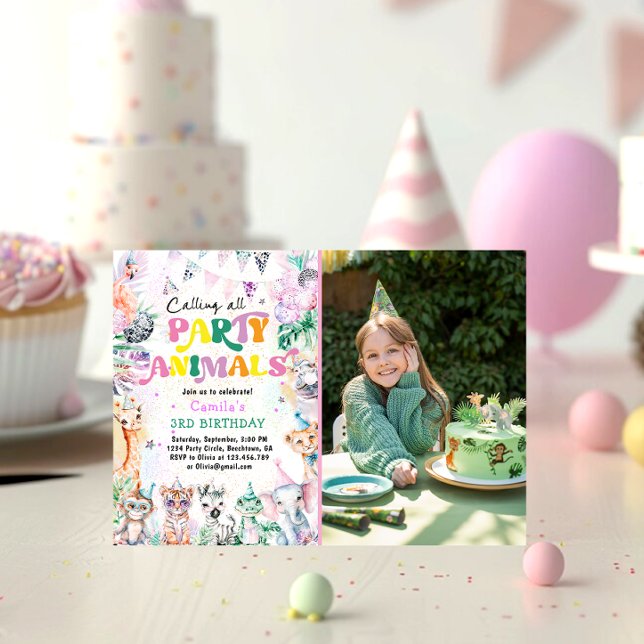 Anropa alla Party djur Safari Jungle Birthday Inbjudningar (Skapare uppladdad)