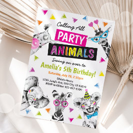 Anropa alla Party djur Safari Zoo Barns födelsedag Inbjudningar