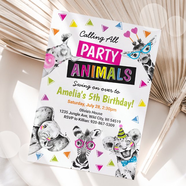 Anropa alla Party djur Safari Zoo Barns födelsedag Inbjudningar (Skapare uppladdad)