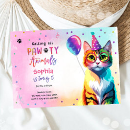 Anropa alla smådjur Katt Girl Birthday Inbjudningar