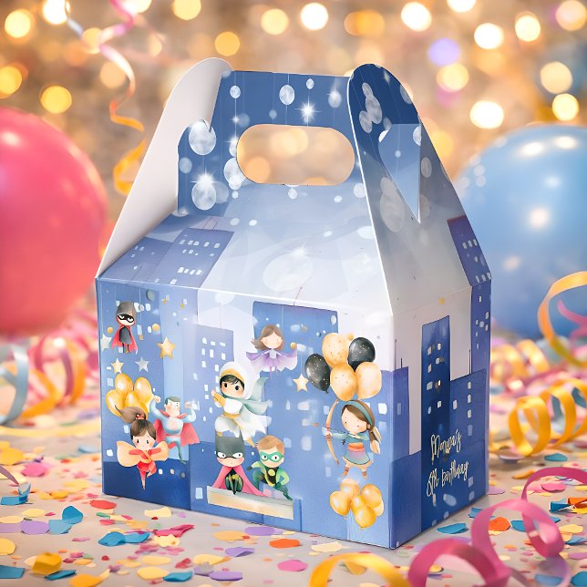 Anropa alla superhjältar barns födelsedag presentaskar (Skapare uppladdad)