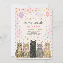 Anropa alla Tass-ty-djur Kitten Födelsedagsfest Inbjudningar
