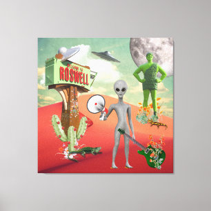 Anropa alla Utomjordingar UFO-ökenkollage Canvastryck