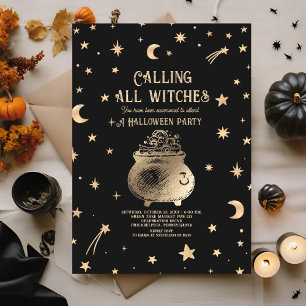 Anropa alla vinscches Celestial Halloween fest Inbjudningar