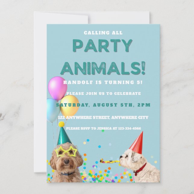 Anropa Födelsedagsfesten Puppy Hund för alla Party Inbjudningar (Framsida)