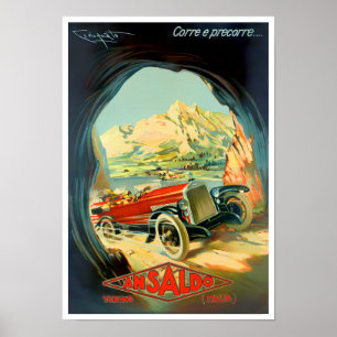 Ansaldo vintage bil ad poster