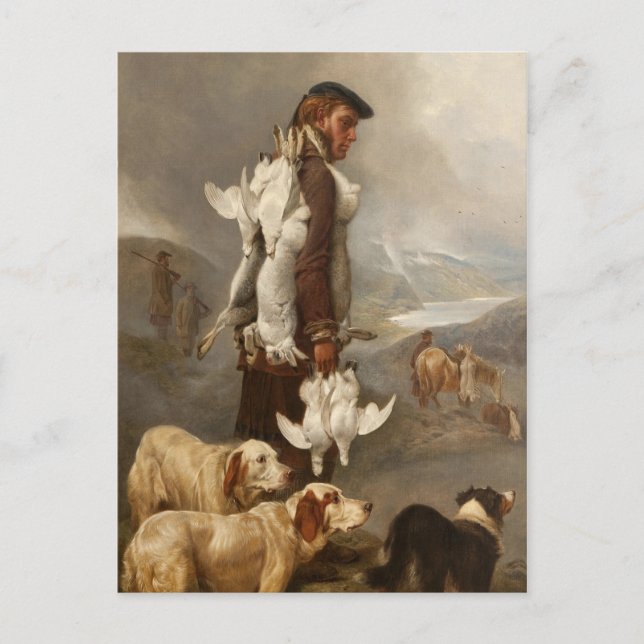 Ansdell Vinter Jakt på harar och ripa Vykort (Framsida)