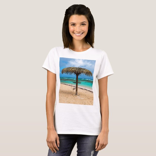 Anse des Rochers strand T Shirt (Hel framsida)