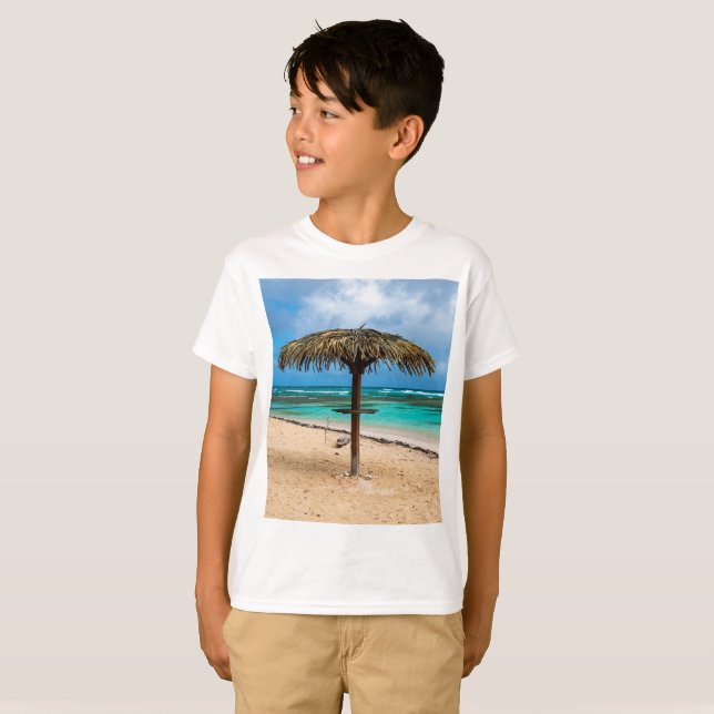 Anse des Rochers strand T Shirt (Hel framsida)