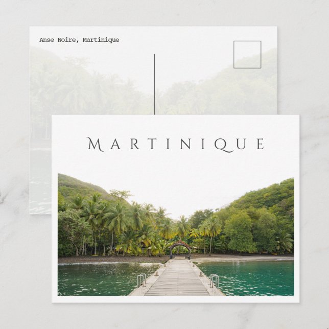Anse Noire (Black sand beach), Martinique travel Vykort (Fram/baksida)
