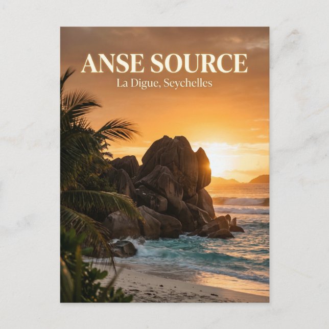 Anse Source d'Argent, La Passe, La Digue Vykort (Framsida)