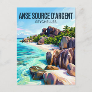 Anse Source d'Argent Seychellerna Vykort