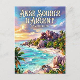 Anse Source d'Argent Seychellerna Vykort