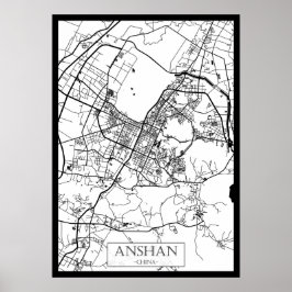 Anshan Kina stadsplan Poster