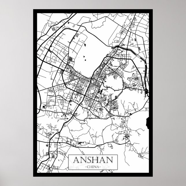 Anshan Kina stadsplan Poster (Framsidan)