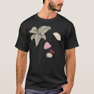 Ansikte Abstrakt Line Art Teckning Aesthetic Woman T Shirt