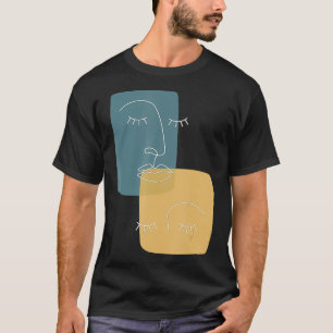 Ansikte Abstrakt Line Art Teckning de minimalistis T Shirt