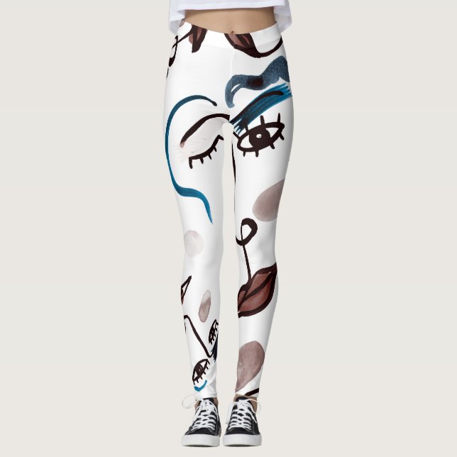 Ansikte: abstraktens vattenfärg. leggings (Framsida)