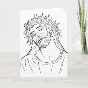 Ansikte av den Jesus kronan av taggar Helgkort