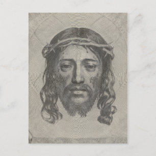 Ansikte av Jesus Kristus graverad av Claude Mellan Vykort