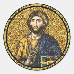 Ansikte av jesus Kristus Orthodox Haga Sophia Icon Runt Klistermärke