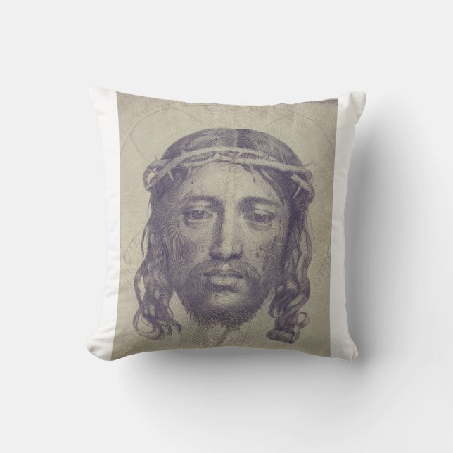 Ansikte av Kristus på St Veronicas Veil Heliga Ans Kudde (Framsida)