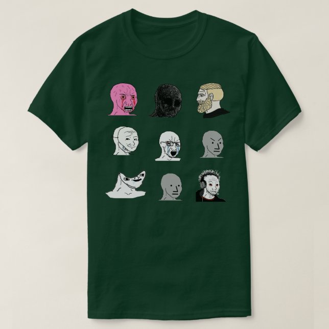 Ansikte av utgåva av 4chan Starter Pack NPC T Shirt (Design framsida)
