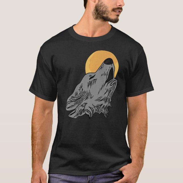 ansikte-avtryck av konsthögats varg-designotor med t shirt (Framsida)