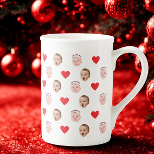 Ansikte Baby, Anpassningsbar Photo Mugg, Baby Gift Benporslin Mugg