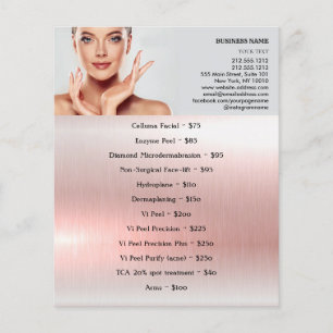 ANSIKTE BEHANDLING Beauty Salon 4,5" x 5,6" Flygblad