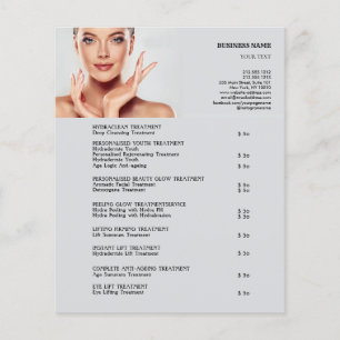 ANSIKTE BEHANDLING Beauty Salon 4,5" x 5,6" Flygblad