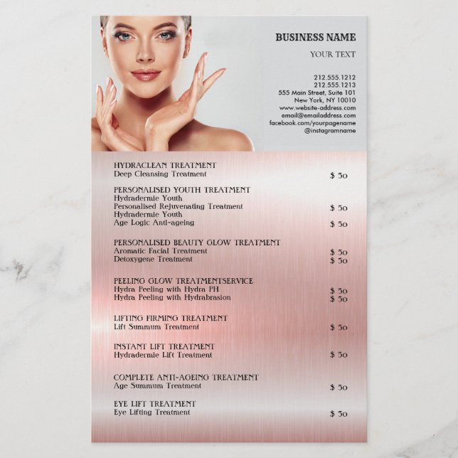 ANSIKTE BEHANDLING Beauty Salon flyer (Framsidan)