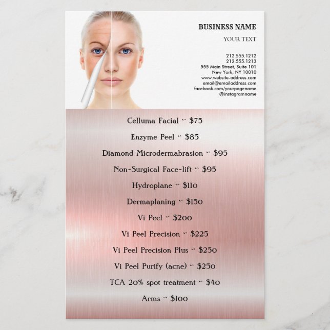 ANSIKTE BEHANDLING Beauty Salon flyer (Framsidan)