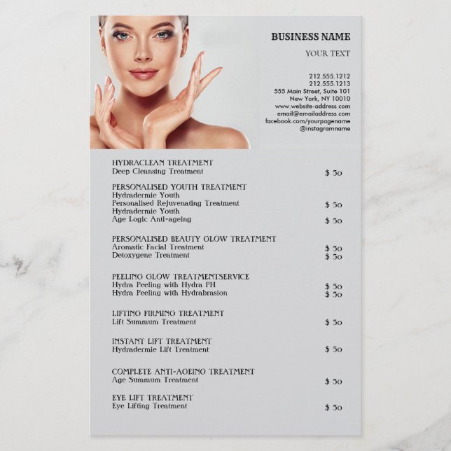 ANSIKTE BEHANDLING Beauty Salon flyer (Framsidan)