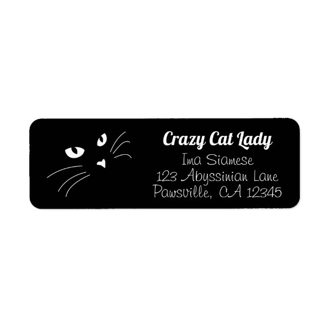 Ansikte Black Cat Returetiketter Personlig Returadress Etikett (Framsidan)