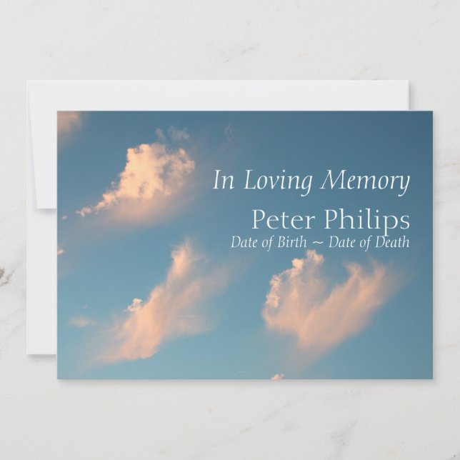 Ansikte Cloud 1 - inbjudan till begravningsannonse (Framsida)