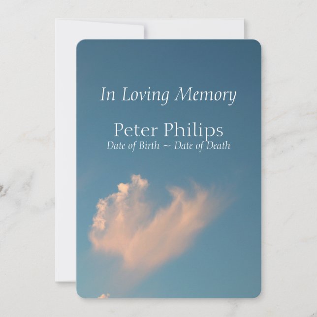 Ansikte Cloud 3 - inbjudan till begravningsannonse (Framsida)